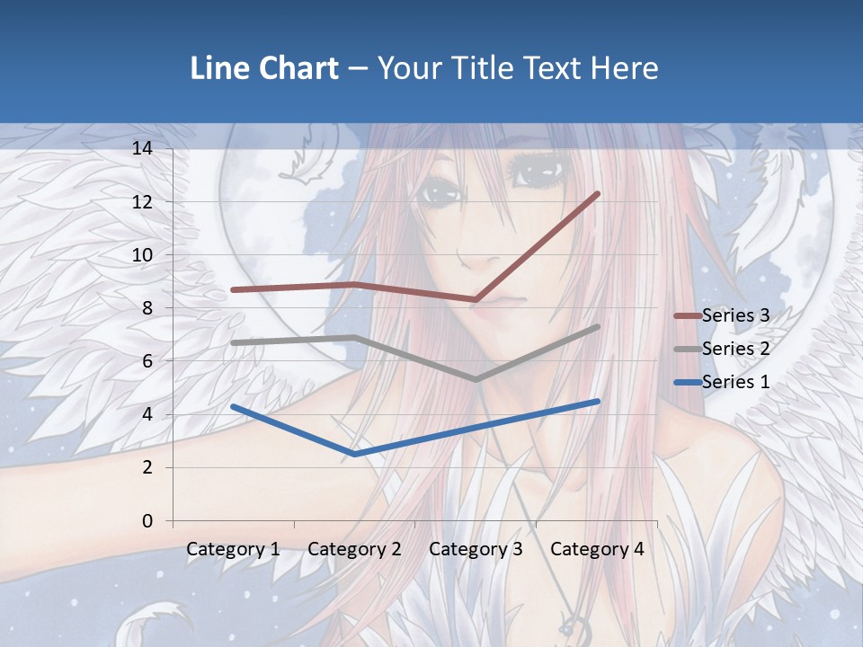 A Woman With Pink Hair And Angel Wings In Front Of A Blue Background PowerPoint Template