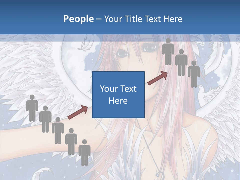 A Woman With Pink Hair And Angel Wings In Front Of A Blue Background PowerPoint Template