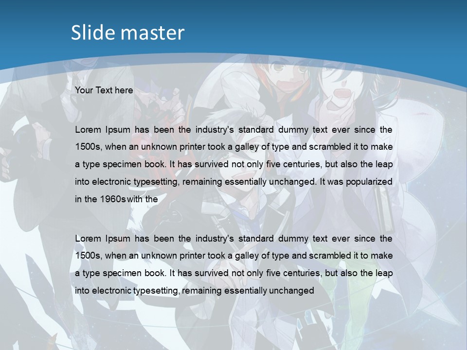 A Group Of People Standing In Front Of A Blue Background PowerPoint Template