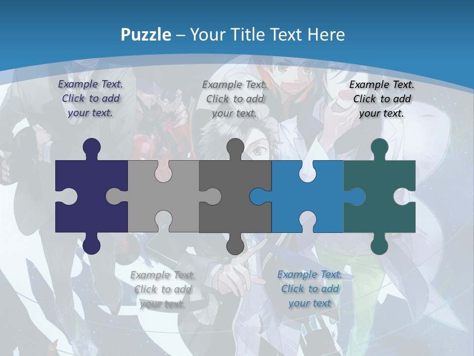 A Group Of People Standing In Front Of A Blue Background PowerPoint Template