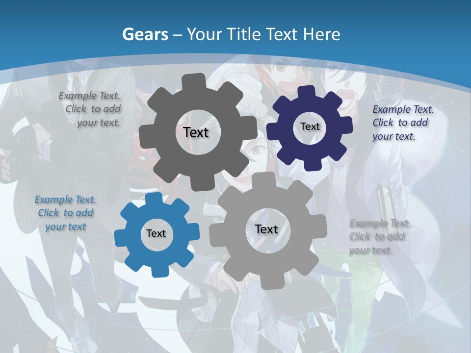 A Group Of People Standing In Front Of A Blue Background PowerPoint Template