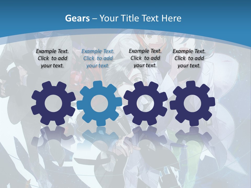 A Group Of People Standing In Front Of A Blue Background PowerPoint Template