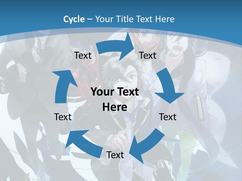 A Group Of People Standing In Front Of A Blue Background PowerPoint Template