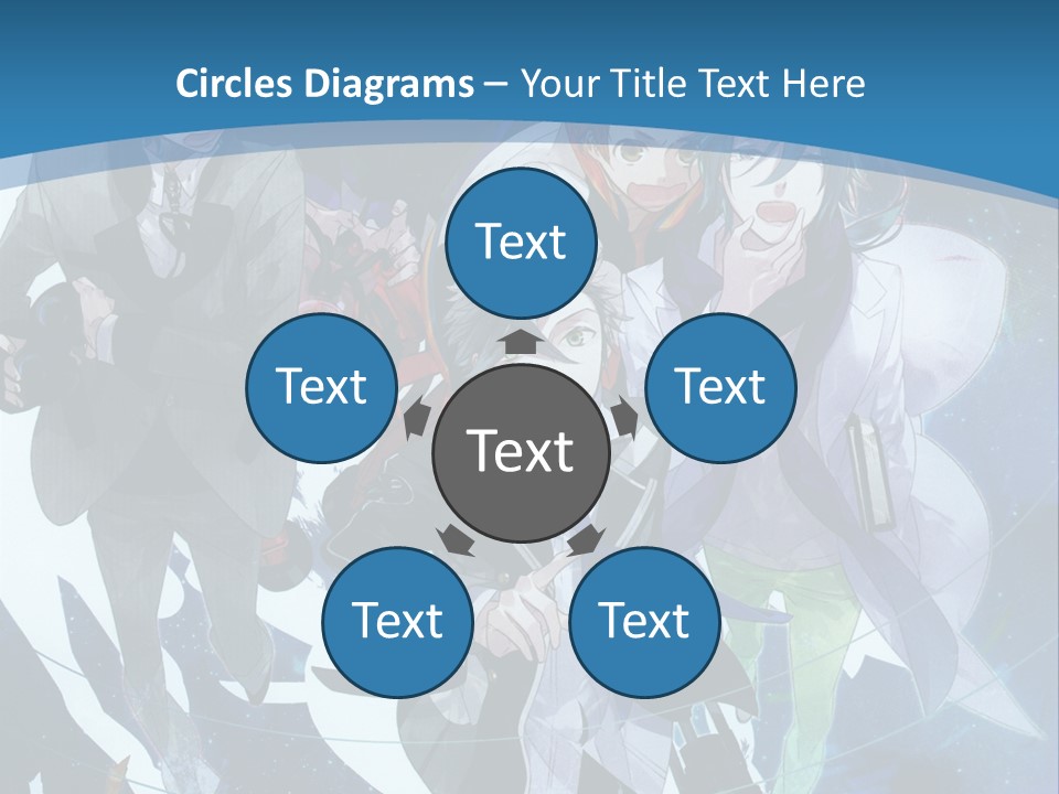 A Group Of People Standing In Front Of A Blue Background PowerPoint Template