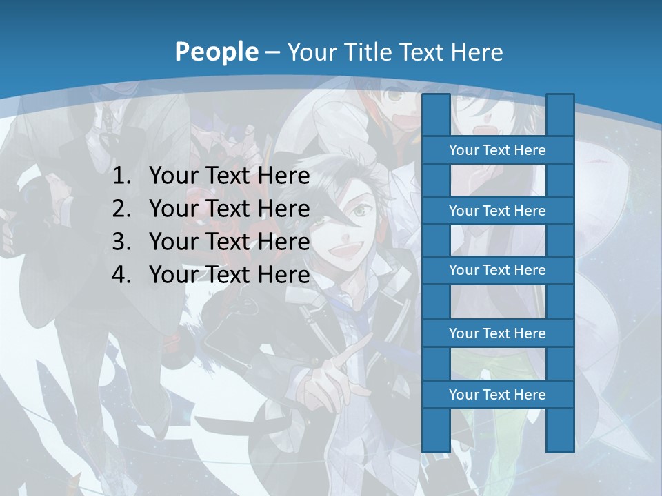 A Group Of People Standing In Front Of A Blue Background PowerPoint Template