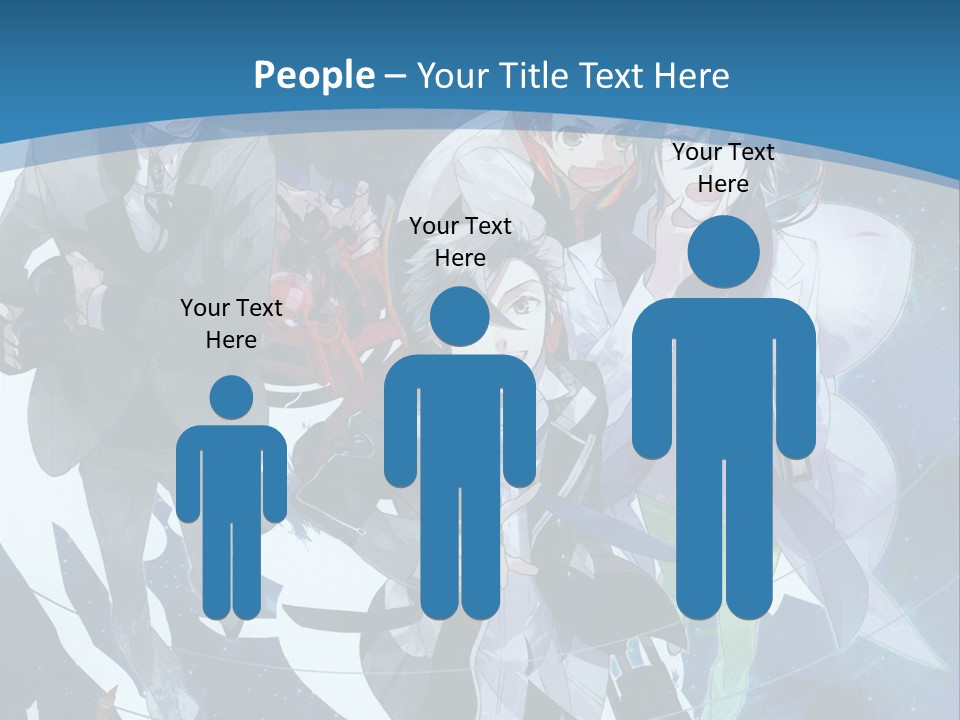 A Group Of People Standing In Front Of A Blue Background PowerPoint Template