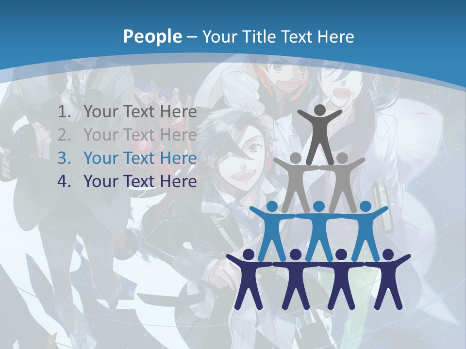 A Group Of People Standing In Front Of A Blue Background PowerPoint Template