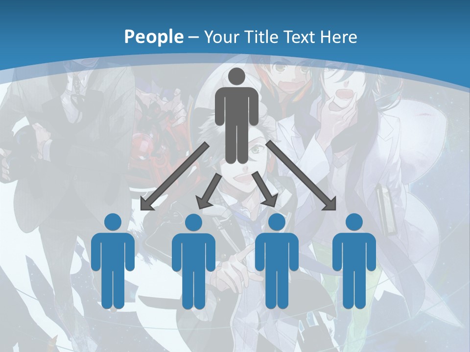 A Group Of People Standing In Front Of A Blue Background PowerPoint Template