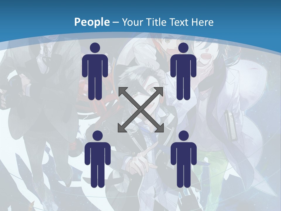 A Group Of People Standing In Front Of A Blue Background PowerPoint Template