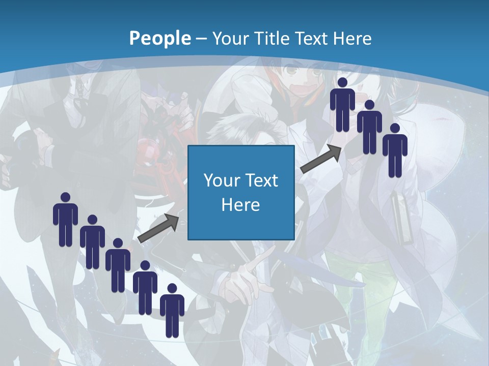A Group Of People Standing In Front Of A Blue Background PowerPoint Template