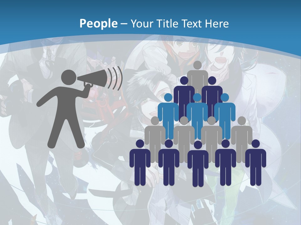 A Group Of People Standing In Front Of A Blue Background PowerPoint Template