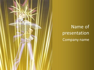 A Yellow Background With A Picture Of A Person Holding A Sword PowerPoint Template