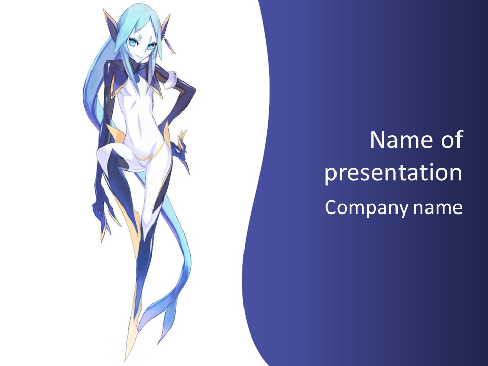 A Woman With Blue Hair Is Standing In Front Of A White Background PowerPoint Template