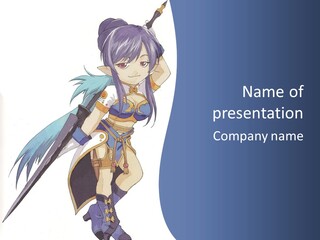 An Anime Character With A Sword In Her Hand PowerPoint Template