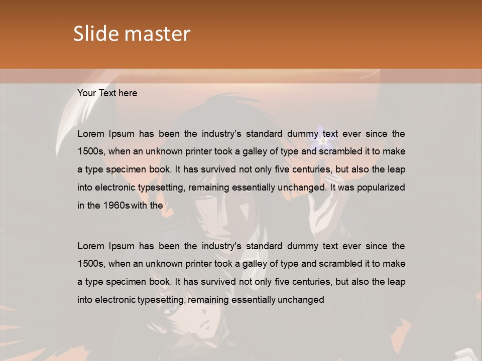 A Couple Of Anime Characters In Front Of An Orange Background PowerPoint Template