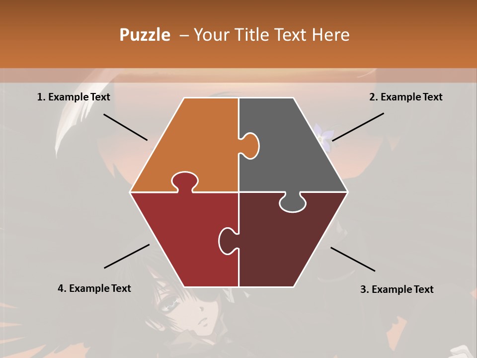 A Couple Of Anime Characters In Front Of An Orange Background PowerPoint Template