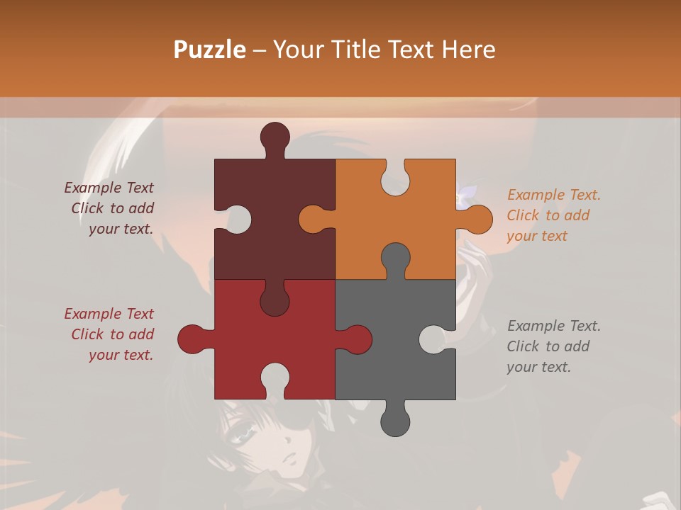 A Couple Of Anime Characters In Front Of An Orange Background PowerPoint Template