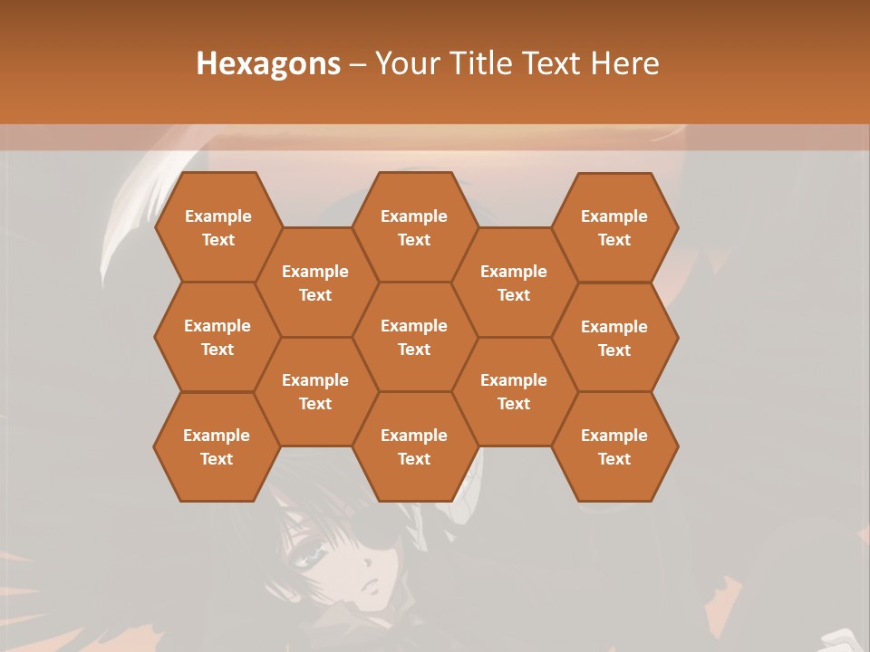 A Couple Of Anime Characters In Front Of An Orange Background PowerPoint Template