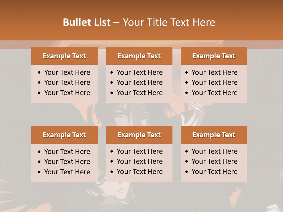 A Couple Of Anime Characters In Front Of An Orange Background PowerPoint Template