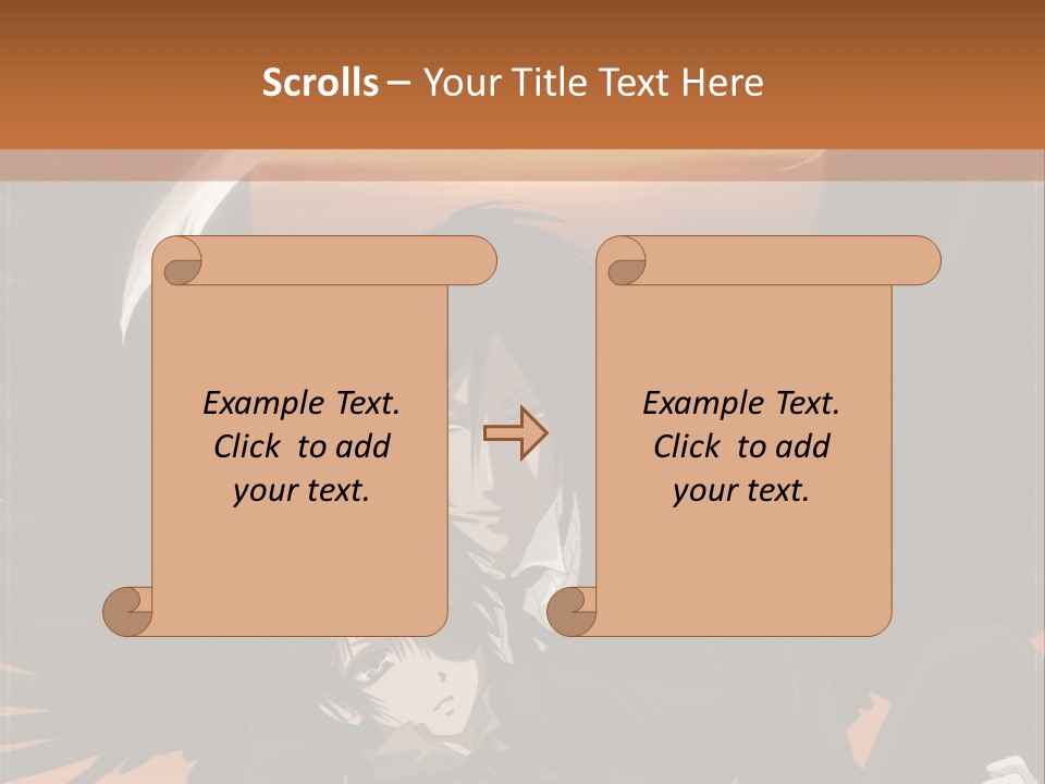 A Couple Of Anime Characters In Front Of An Orange Background PowerPoint Template
