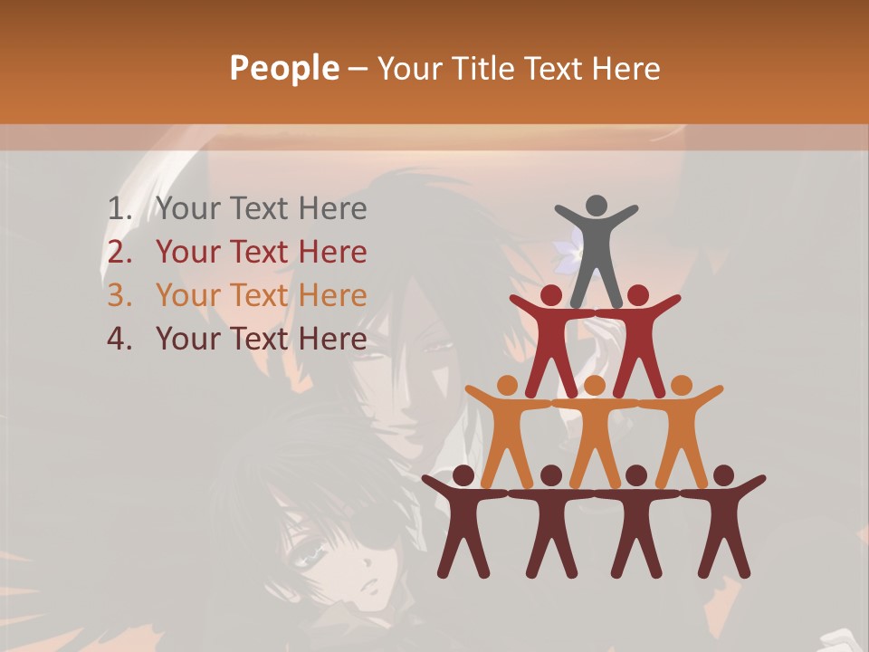 A Couple Of Anime Characters In Front Of An Orange Background PowerPoint Template