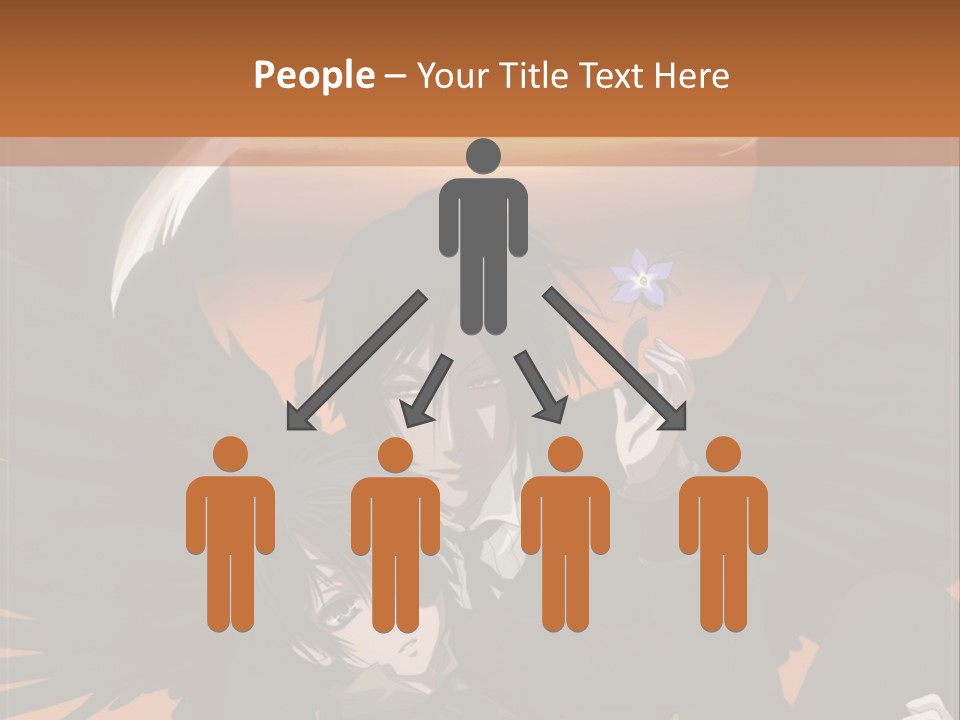 A Couple Of Anime Characters In Front Of An Orange Background PowerPoint Template