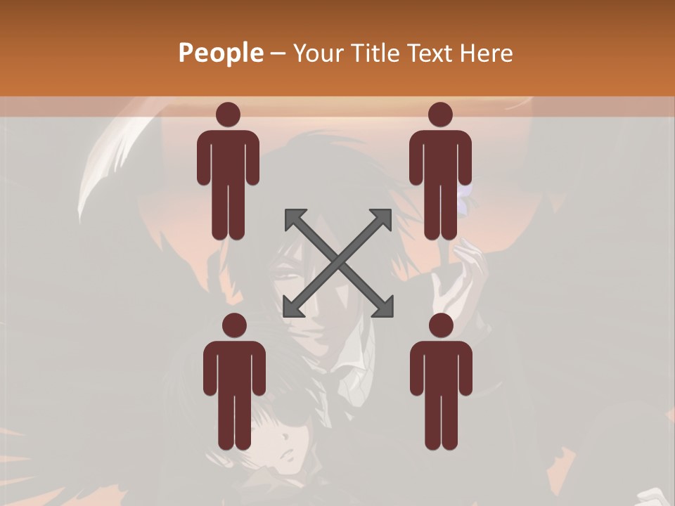 A Couple Of Anime Characters In Front Of An Orange Background PowerPoint Template