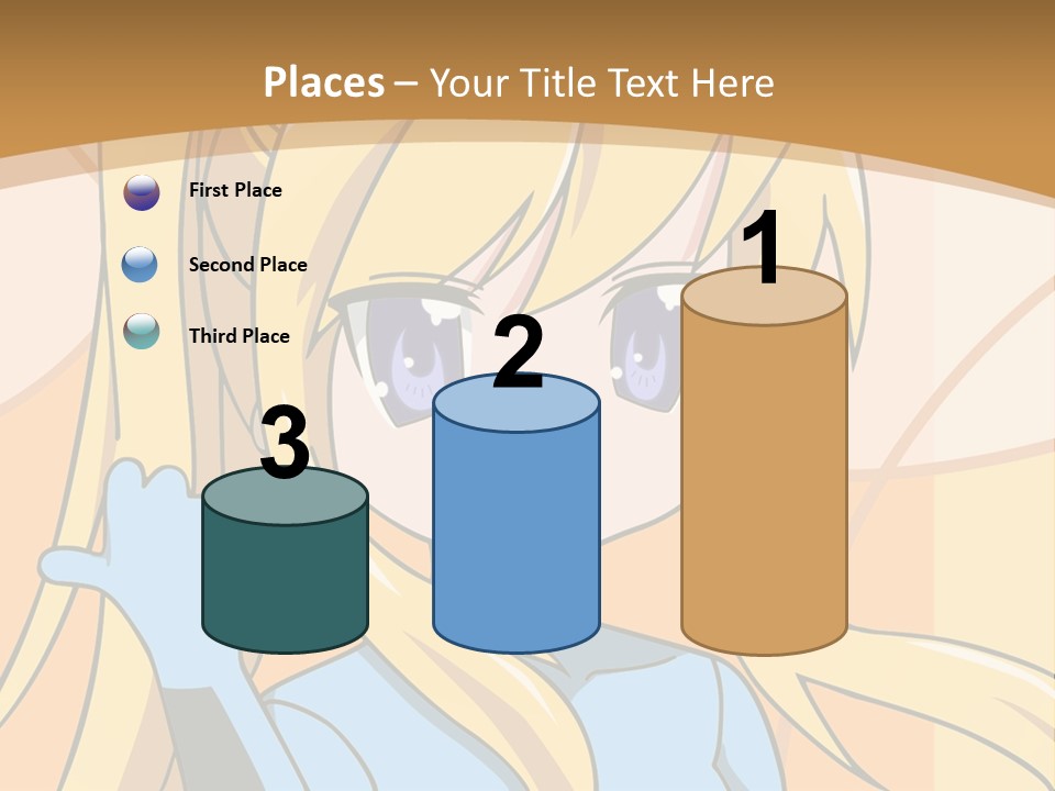 A Cartoon Character With Long Blonde Hair And Blue Eyes PowerPoint Template