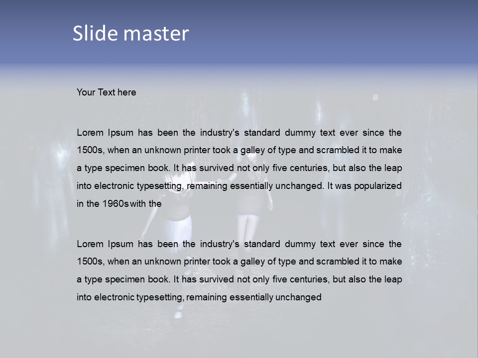 A Couple Of Women Walking Through A Dark Tunnel PowerPoint Template