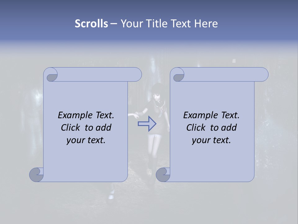 A Couple Of Women Walking Through A Dark Tunnel PowerPoint Template