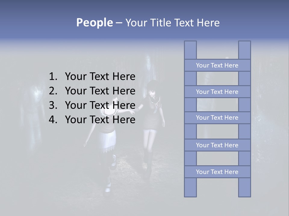 A Couple Of Women Walking Through A Dark Tunnel PowerPoint Template