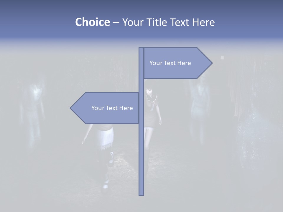 A Couple Of Women Walking Through A Dark Tunnel PowerPoint Template