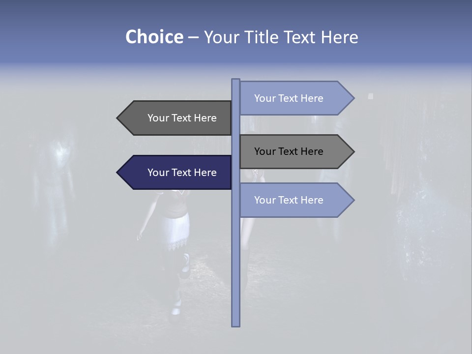 A Couple Of Women Walking Through A Dark Tunnel PowerPoint Template