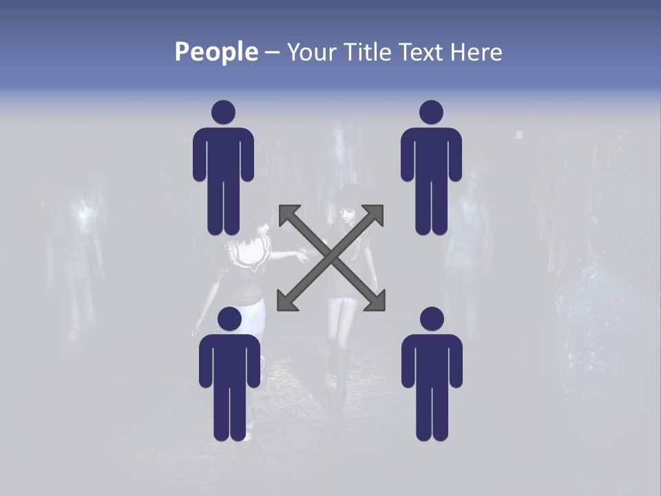 A Couple Of Women Walking Through A Dark Tunnel PowerPoint Template