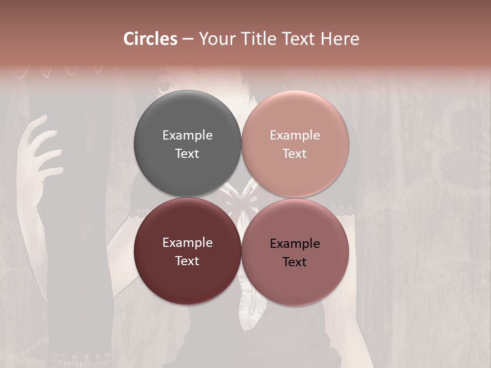 A Woman In A Brown Dress Holding A Black Object PowerPoint Template