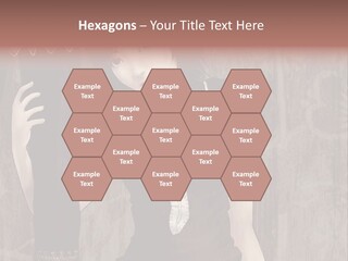 A Woman In A Brown Dress Holding A Black Object PowerPoint Template