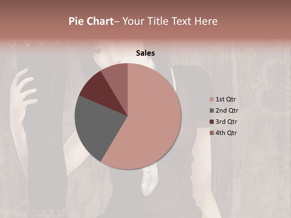 A Woman In A Brown Dress Holding A Black Object PowerPoint Template