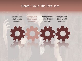 A Woman In A Brown Dress Holding A Black Object PowerPoint Template