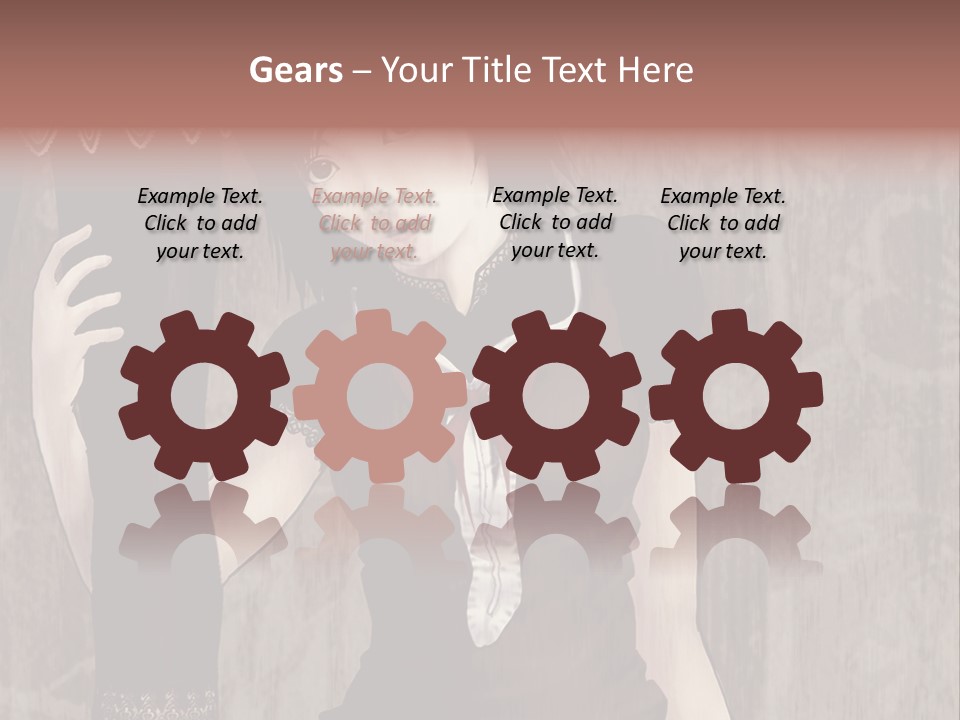 A Woman In A Brown Dress Holding A Black Object PowerPoint Template