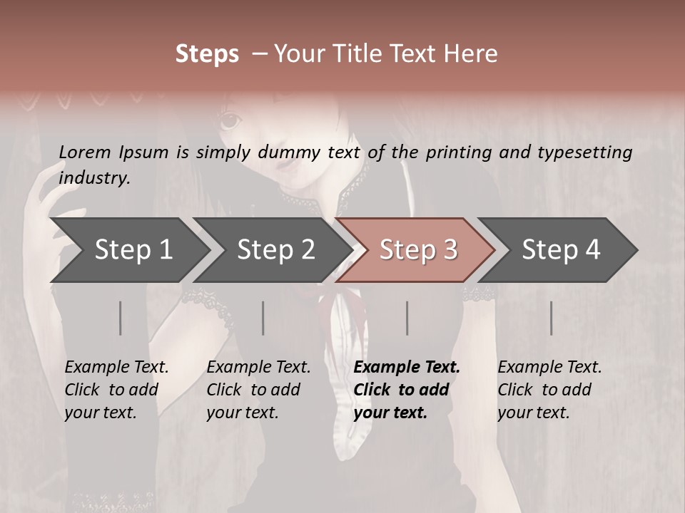 A Woman In A Brown Dress Holding A Black Object PowerPoint Template