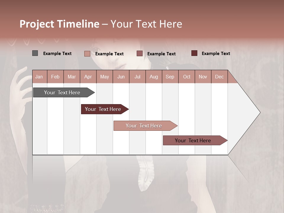 A Woman In A Brown Dress Holding A Black Object PowerPoint Template