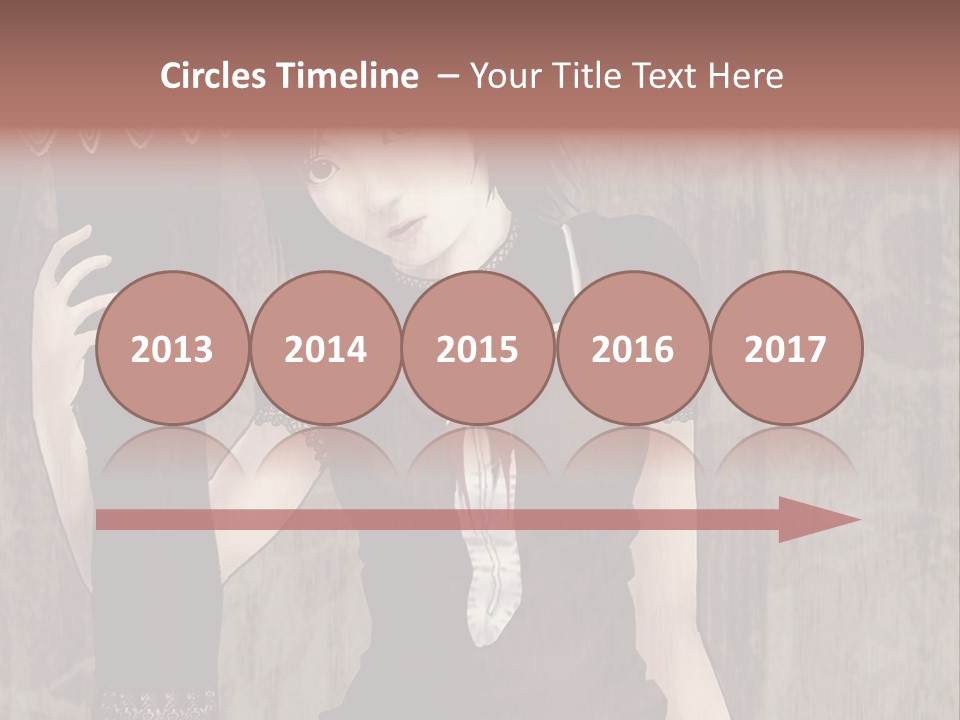 A Woman In A Brown Dress Holding A Black Object PowerPoint Template