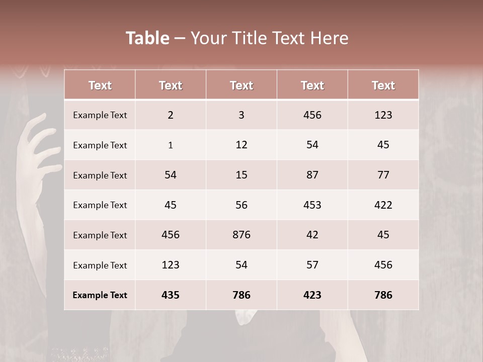 A Woman In A Brown Dress Holding A Black Object PowerPoint Template