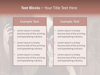 A Woman In A Brown Dress Holding A Black Object PowerPoint Template