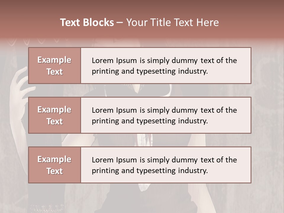 A Woman In A Brown Dress Holding A Black Object PowerPoint Template