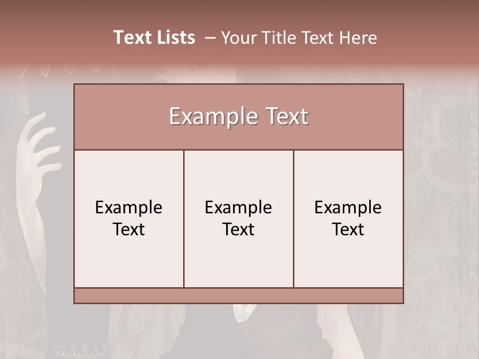 A Woman In A Brown Dress Holding A Black Object PowerPoint Template