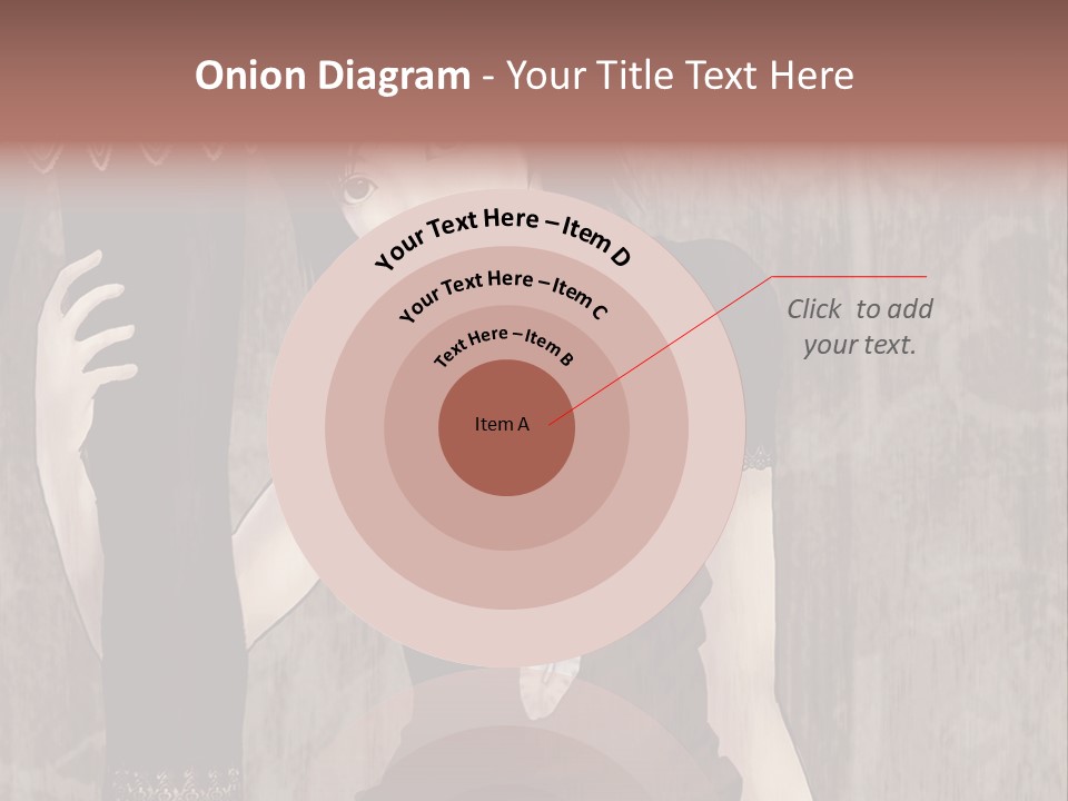 A Woman In A Brown Dress Holding A Black Object PowerPoint Template