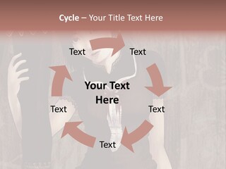 A Woman In A Brown Dress Holding A Black Object PowerPoint Template