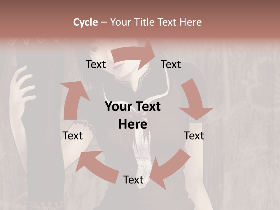 A Woman In A Brown Dress Holding A Black Object PowerPoint Template