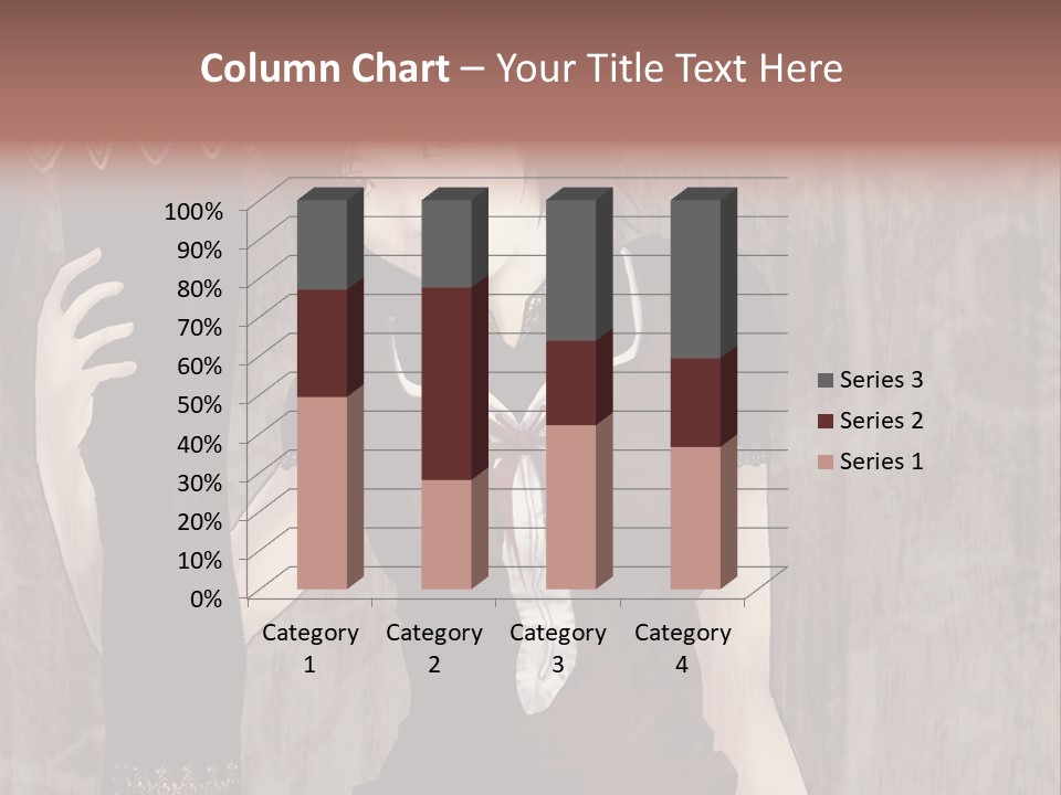 A Woman In A Brown Dress Holding A Black Object PowerPoint Template